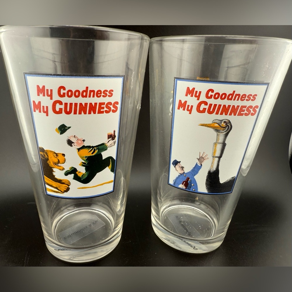 2 GuinnessGilroy Art pint glasses. 16oz. Circa 1990.